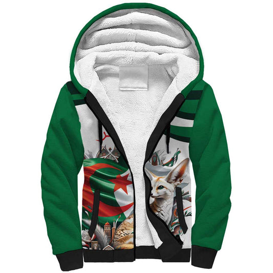 Algeria Fennec Fox with Algerian Culture and Nature Sherpa Hoodie