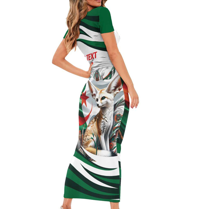 Algeria Fennec Fox With Algerian Culture And Nature Short Sleeve Bodycon Dress