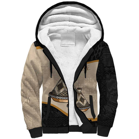 Algeria Tajine Dish with African Tribal Pattern Sherpa Hoodie