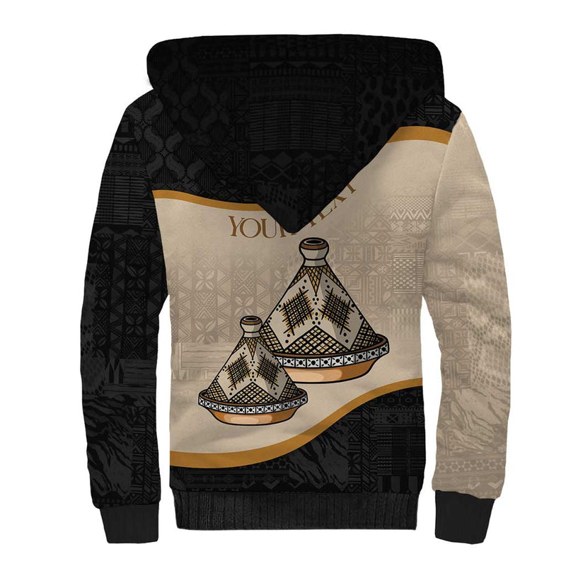 Algeria Tajine Dish with African Tribal Pattern Sherpa Hoodie