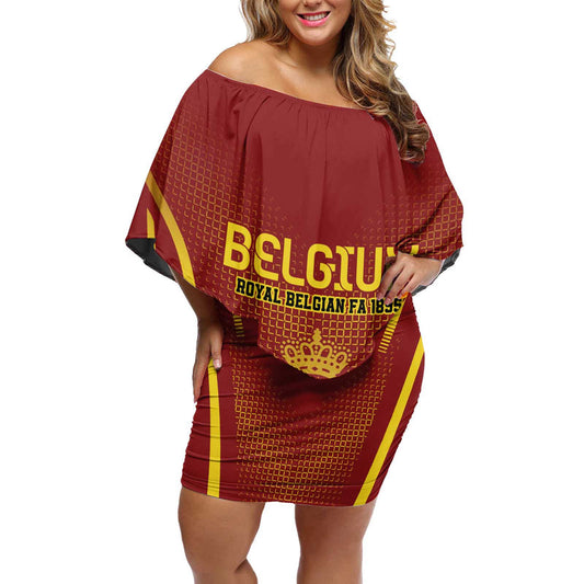 Custom Belgium Football Royal Belgian 1895 With Map Style Off Shoulder Short Dress