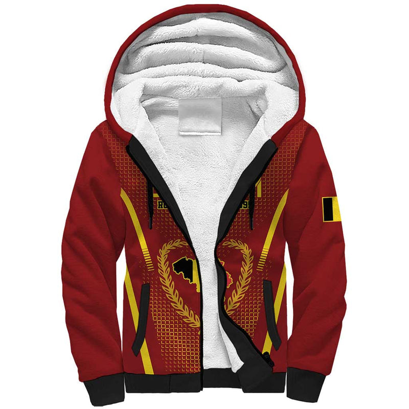 Custom Belgium Football Royal Belgian 1895 with Map Style Sherpa Hoodie
