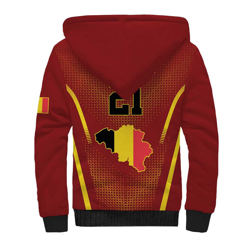 Custom Belgium Football Royal Belgian 1895 with Map Style Sherpa Hoodie