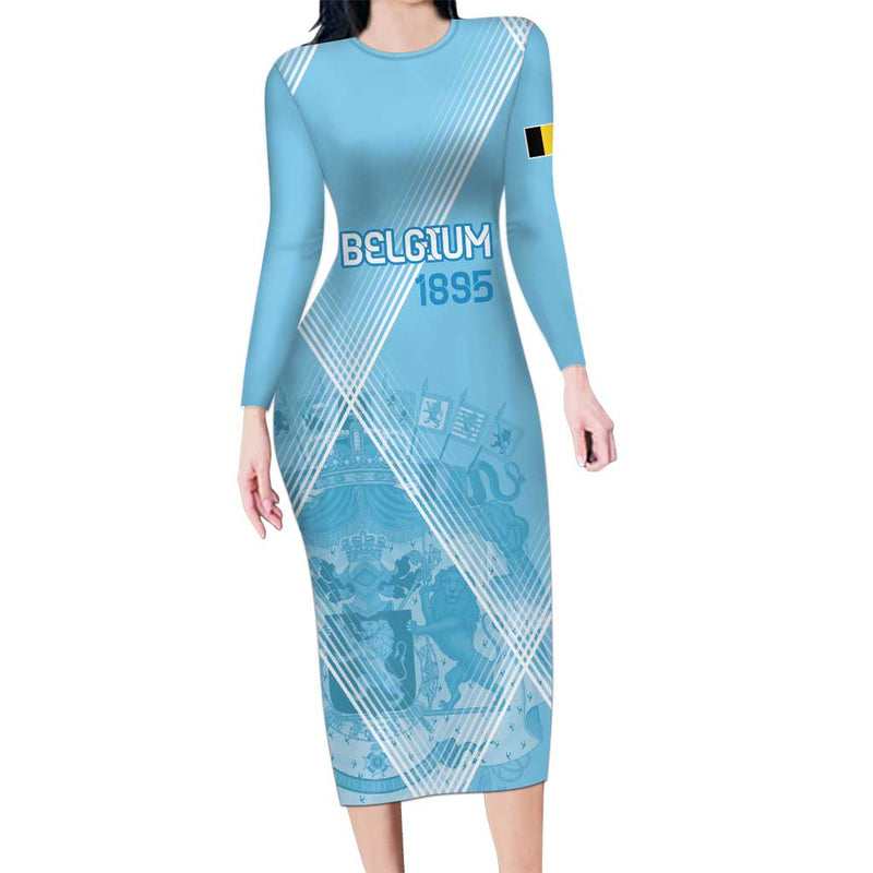 Custom Belgium 1895 Football De Rode Duivels Come Together Long Sleeve Bodycon Dress