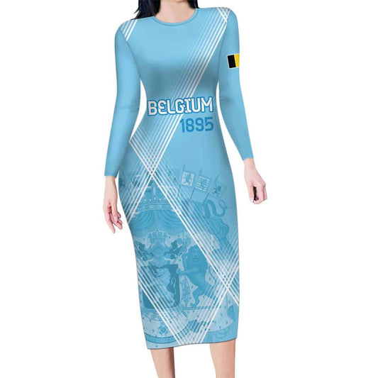 Custom Belgium 1895 Football De Rode Duivels Come Together Long Sleeve Bodycon Dress