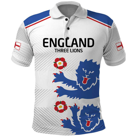 Custom England Football Simple Triple Lions Polo Shirt