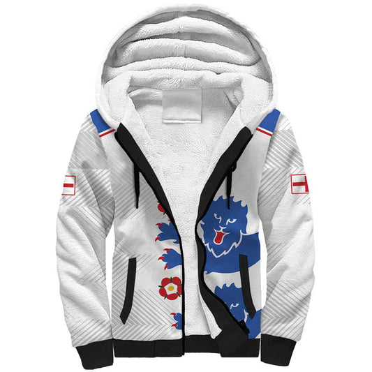 Custom England Football Simple Triple Lions Sherpa Hoodie