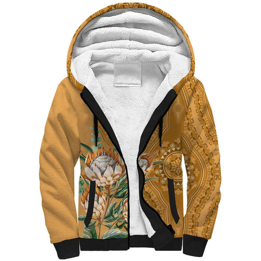 Africa King Proteas Dashiki Motif Gold Style Sherpa Hoodie
