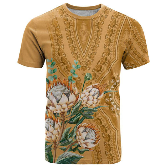 Africa King Proteas Dashiki Motif Gold Style T Shirt
