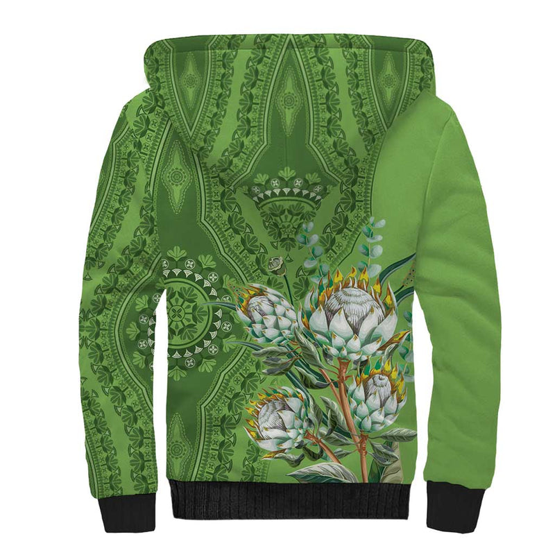 Africa King Proteas Dashiki Motif Green Style Sherpa Hoodie
