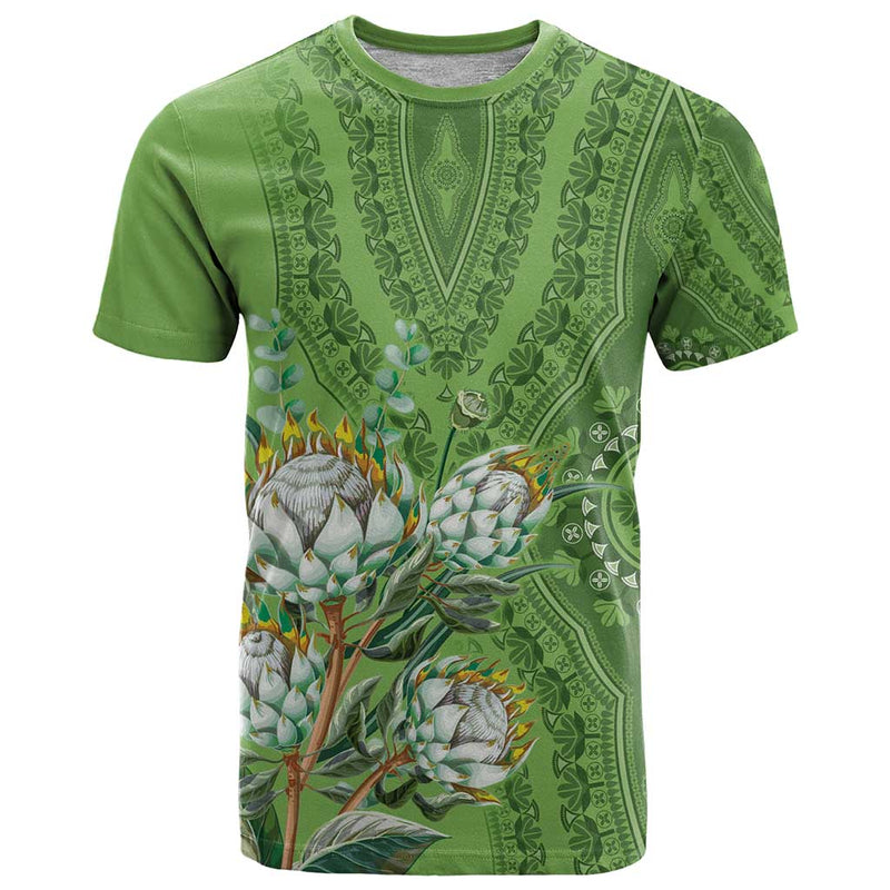 Africa King Proteas Dashiki Motif Green Style T Shirt