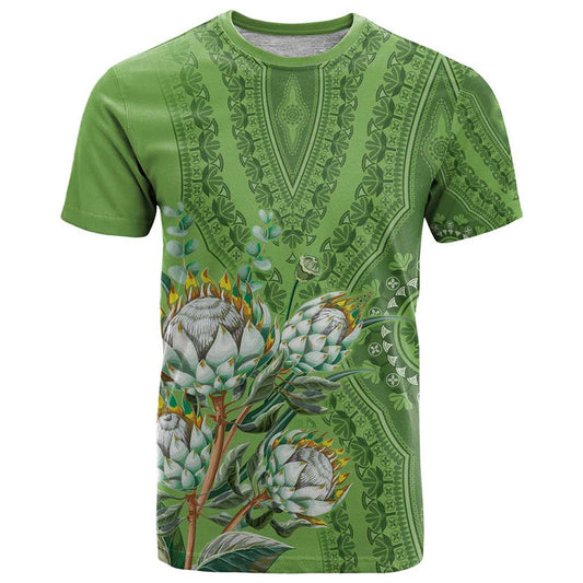 Africa King Proteas Dashiki Motif Green Style T Shirt