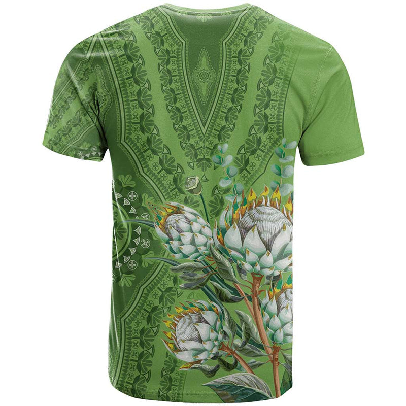 Africa King Proteas Dashiki Motif Green Style T Shirt