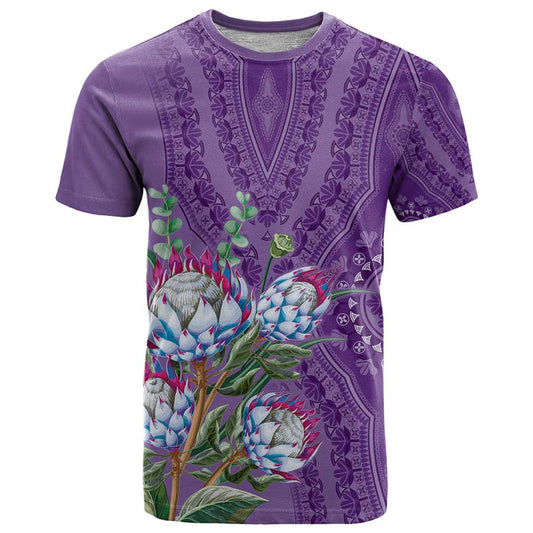 Africa King Proteas Dashiki Motif Violet Style T Shirt