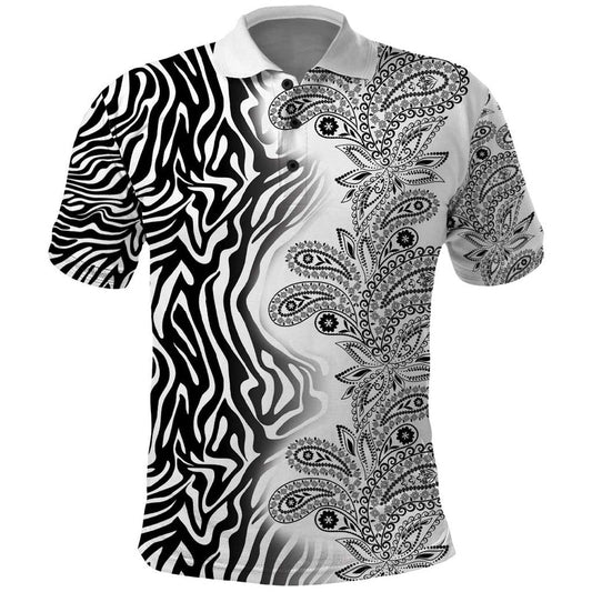 Africa Zebra Mix Paisley Tribal Pattern Polo Shirt