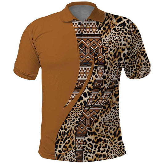 Africa Leopard Mix Native Tribal Pattern Polo Shirt
