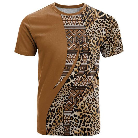 Africa Leopard Mix Native Tribal Pattern T Shirt