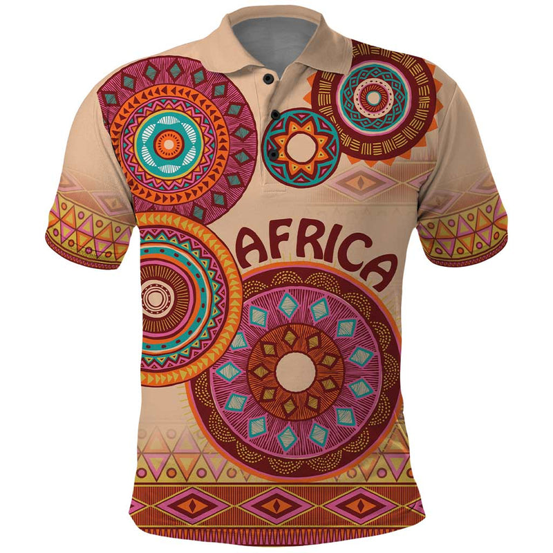Africa Tribal Traditional Pattern Beige Motif Polo Shirt