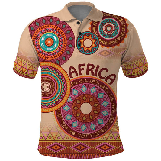 Africa Tribal Traditional Pattern Beige Motif Polo Shirt
