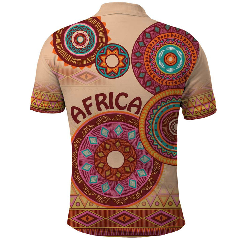 Africa Tribal Traditional Pattern Beige Motif Polo Shirt