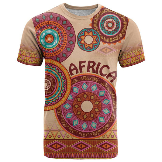 Africa Tribal Traditional Pattern Beige Motif T Shirt