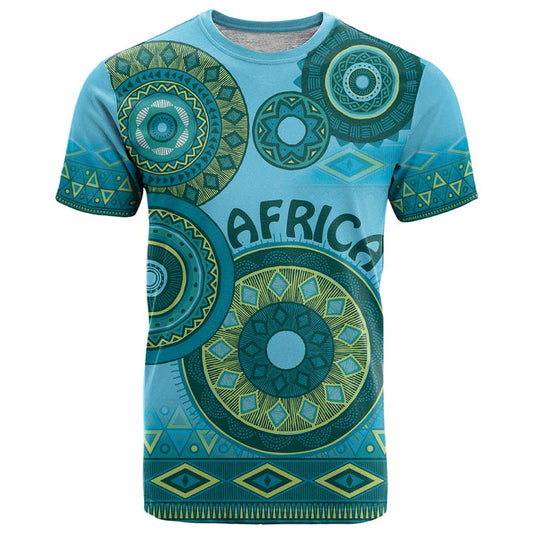 Africa Tribal Traditional Pattern Blue Motif T Shirt