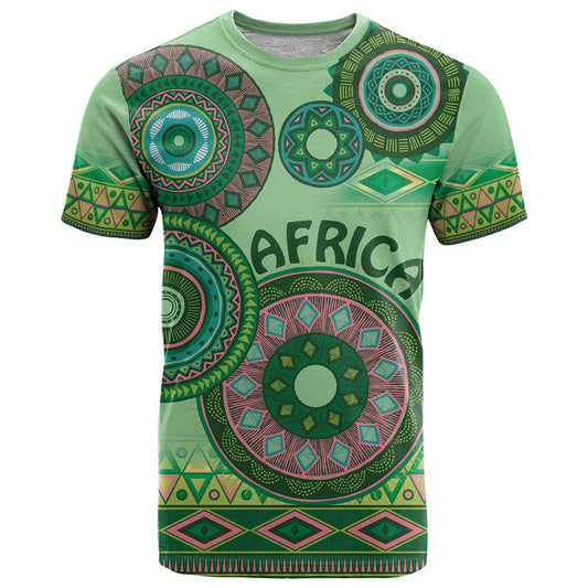 Africa Tribal Traditional Pattern Green Motif T Shirt