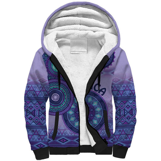 Africa Tribal Traditional Pattern Purple Motif Sherpa Hoodie