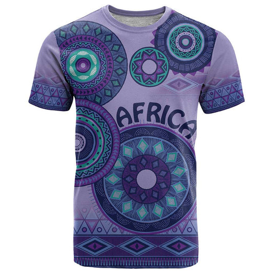 Africa Tribal Traditional Pattern Purple Motif T Shirt