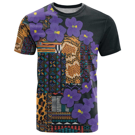 Africa Violets Flowers Mix Native Tribal Pattern T Shirt