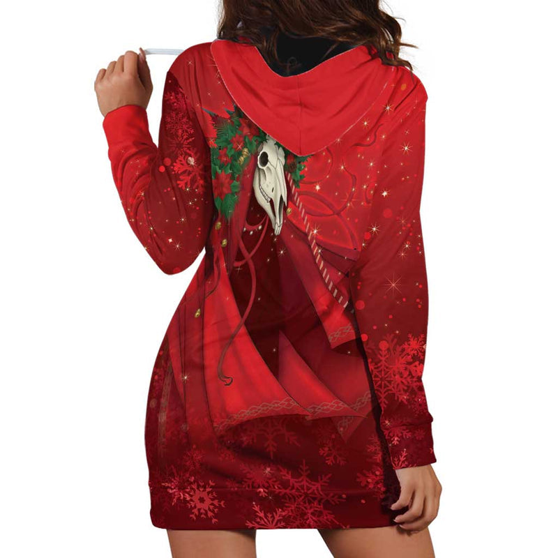 Merry Creepmas Mari Lwyd Folklore Ghost Horse Christmas Hoodie Dress