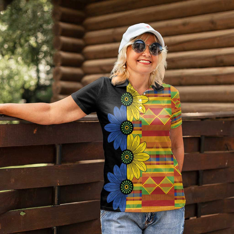 African Ethnic Kitenge Ankara Style Women Polo Shirt