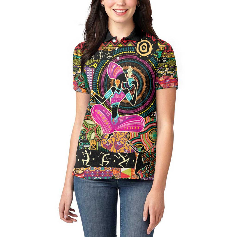 African Women Ethnic Motifs Women Polo Shirt