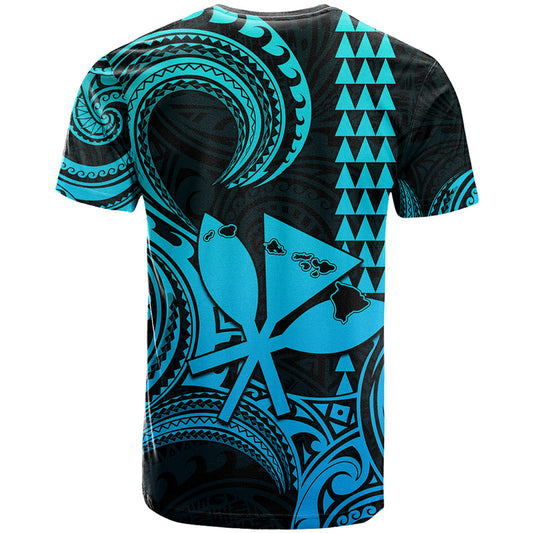 Custom Happy King Kamehameha Day Hawaii Paradise of the Pacific Tribal Kakau with Kanaka Maoli - Aqua T Shirt