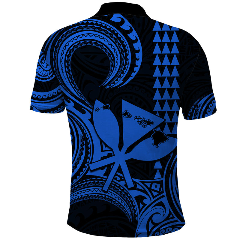 Custom Happy King Kamehameha Day Hawaii Paradise of the Pacific Tribal Kakau with Kanaka Maoli - Blue Polo Shirt