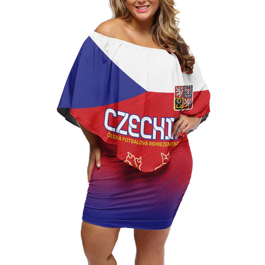 Custom Czech Republic Unique Double Tailed Lion Off Shoulder Short Dress