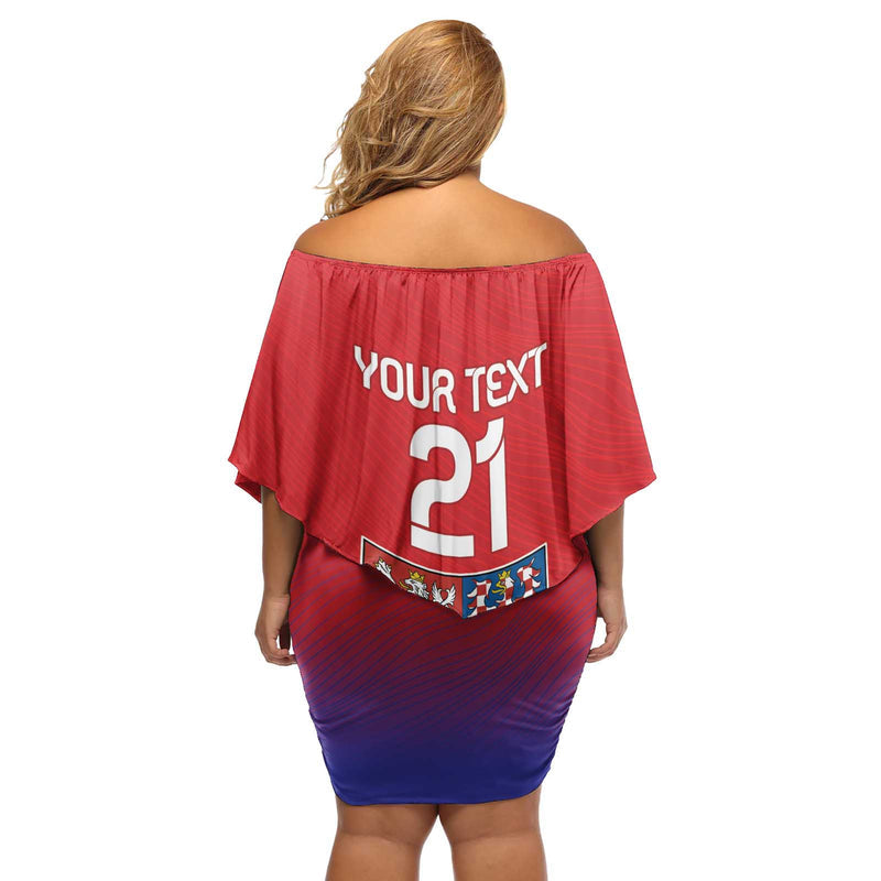 Custom Czech Republic Unique Double Tailed Lion Off Shoulder Short Dress