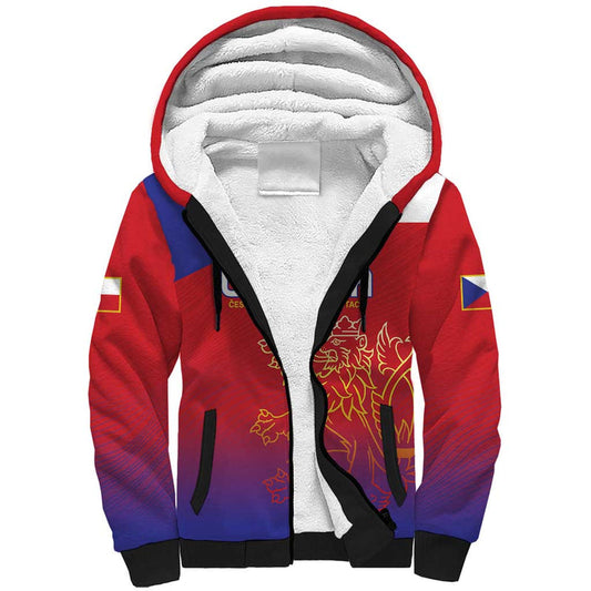 Custom Czech Republic Unique Double Tailed Lion Sherpa Hoodie