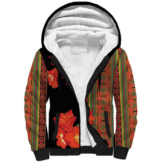 Africa Beauty Clivia Miniata Flowers Sherpa Hoodie