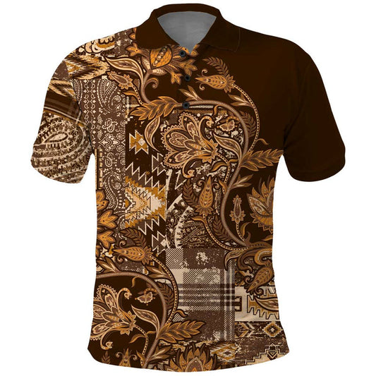 Africa Floral mix Maasai Shuka Gold Moitf Polo Shirt