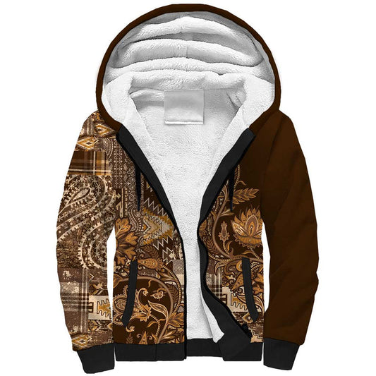 Africa Floral mix Maasai Shuka Gold Moitf Sherpa Hoodie