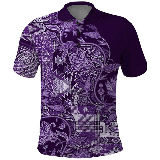 Africa Floral mix Maasai Shuka Purple Moitf Polo Shirt