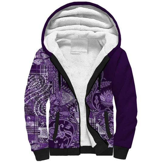 Africa Floral mix Maasai Shuka Purple Moitf Sherpa Hoodie