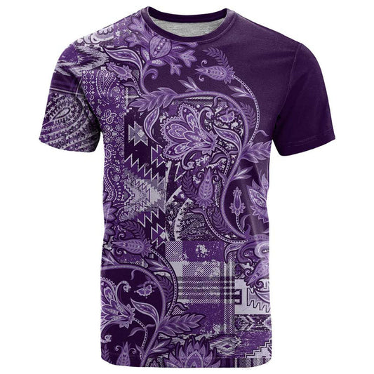 Africa Floral mix Maasai Shuka Purple Moitf T Shirt