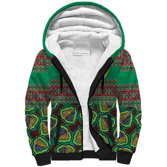 African Pattern Traditional Kanga Style Sherpa Hoodie
