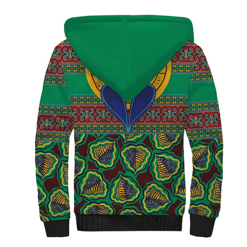 African Pattern Traditional Kanga Style Sherpa Hoodie