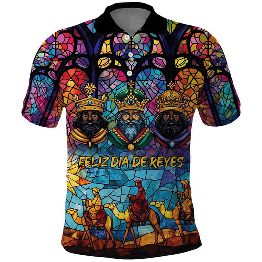 Epiphany Three Kings Day Stained Glass Window Style Polo Shirt