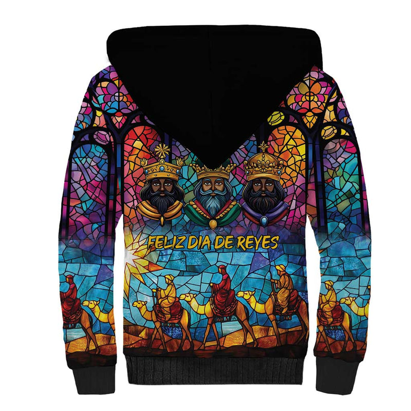 Epiphany Three Kings Day Stained Glass Window Style Sherpa Hoodie