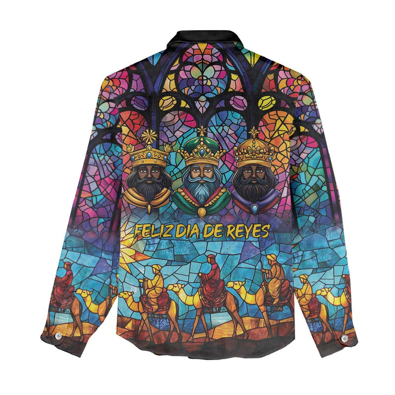 Epiphany Three Kings Day Stained Glass Window Style Women Casual Shirt