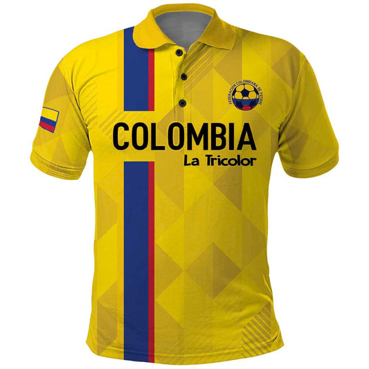 Custom Colombia Football 2024 Vamos La Tricolor - Yellow Polo Shirt
